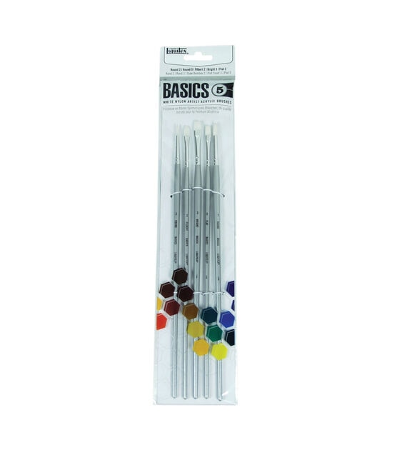 Liquitex Basics Nylon Acrylic Brush Set-5PK/Long Handle