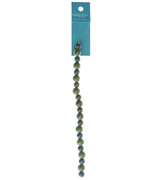 7" Green Ceramic Speckled Strung Beads by hildie & jo