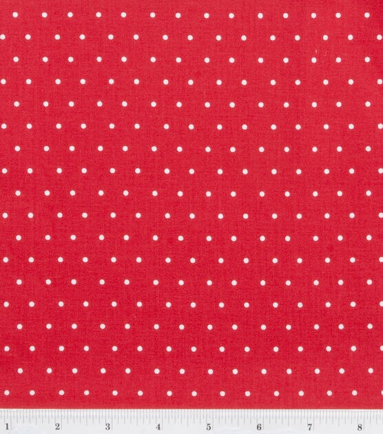 Dots on Red Christmas Cotton Fabric