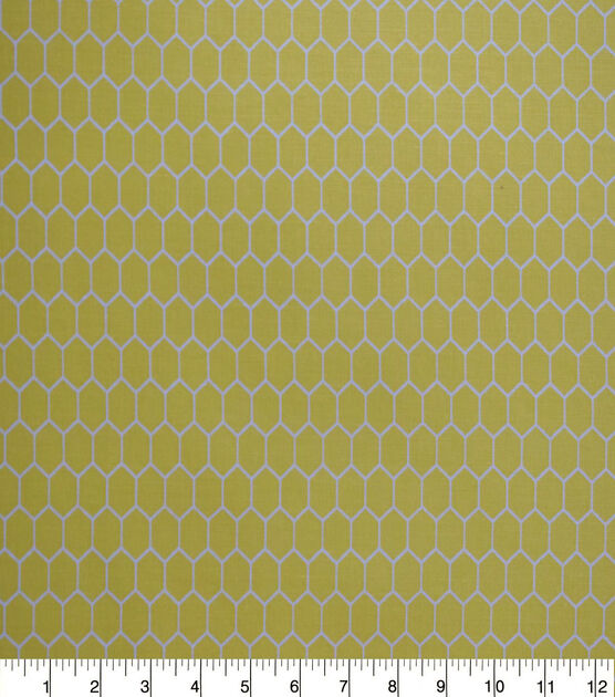 White Honeycomb on Yellow Quilt Cotton Fabric by Quilter's Showcase