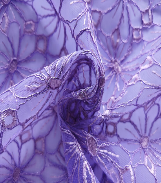 Purple Corded Flowers Mesh Fabric by Sew Sweet, , hi-res, image 3