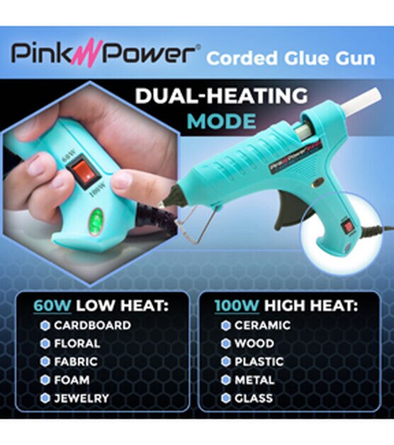 Pink Power Aqua Splash Cordless Mini Hot Glue Gun & Glue Sticks