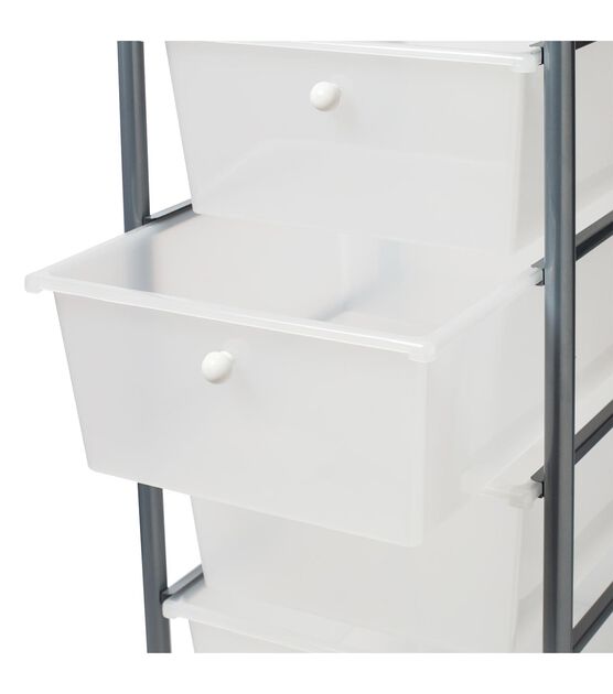 37" Steel Rolling Storage Cart With Clear Plastic 5 Drawers by Top Notch, , hi-res, image 8