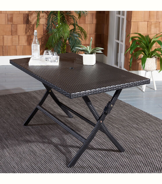 Safavieh 54" x 31" Black Akita Outdoor Folding Table, , hi-res, image 2