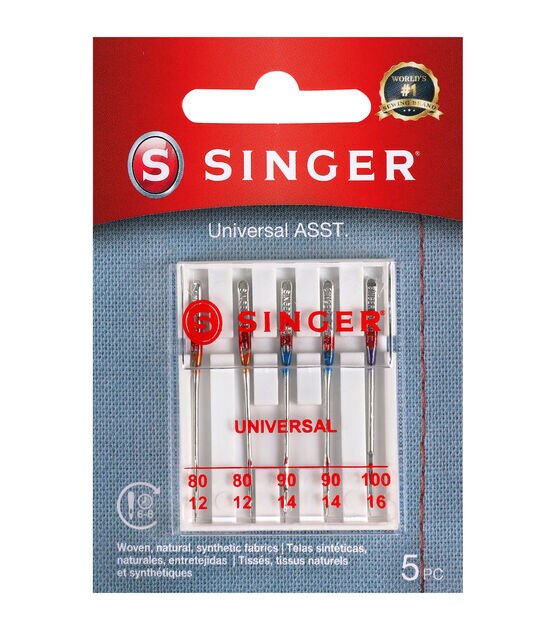 SINGER Universal Regular Point Machine Needles Assorted Sizes 5ct