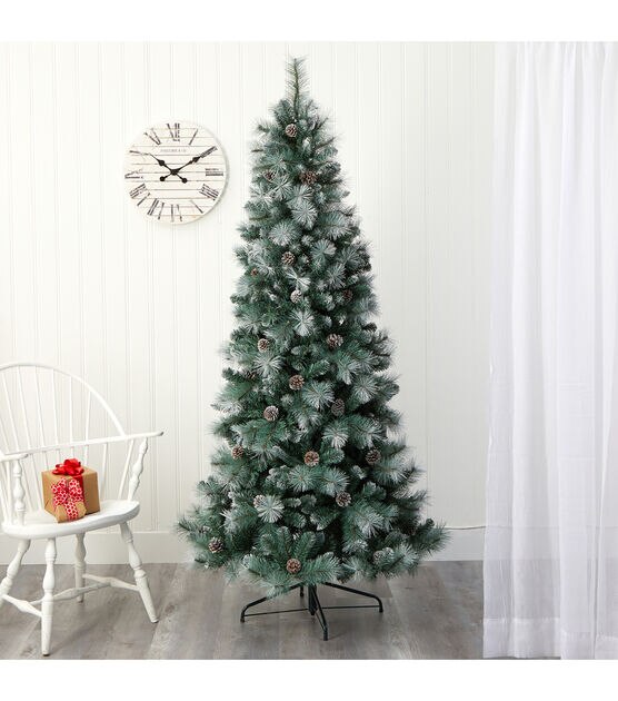 Nearly Natural 7' Pre Lit Frosted Columbia Mountain Pine Christmas Tree, , hi-res, image 7