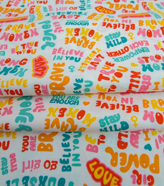 Words Women's Empowerment Novelty Cotton Fabric, , hi-res, image 4