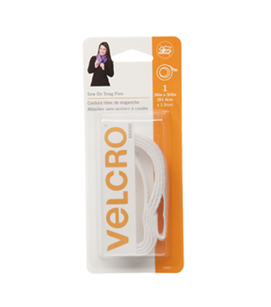VELCRO Brand 0.75'' x 18'' Snag Free Sew On Fasteners, White, swatch