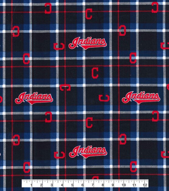 Fabric Traditions Cleveland Baseball Flannel Fabric Plaid