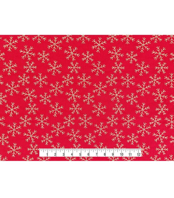 Embroidery Snowflakes on Red Christmas Cotton Fabric, , hi-res, image 4