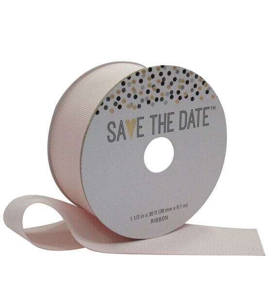 Save the Date 1.5'' X 30' Ribbon Blush Grosgrain