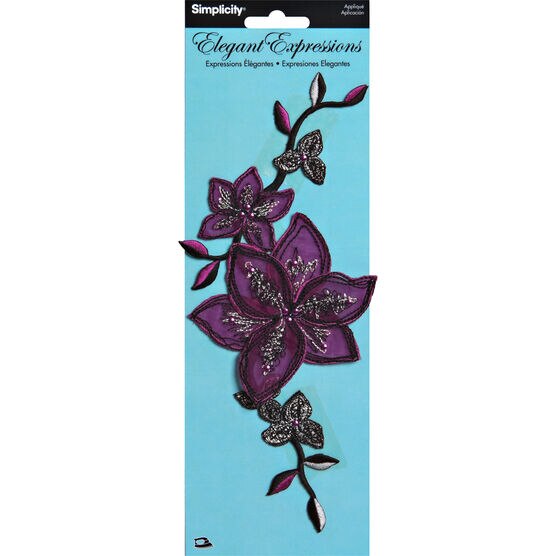 Simplicity Purple Flower Blooms Iron On Patch