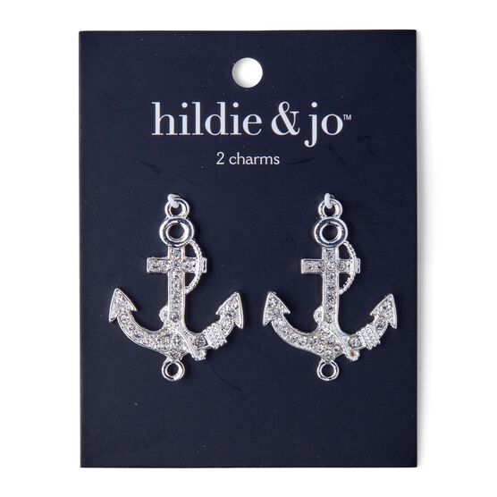 38mm x 29mm Silver Anchor Charms 2pk by hildie & jo