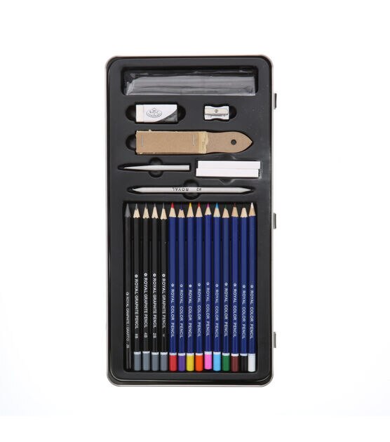 Deluxe Sketching Art Kit With Tin 14''x7'', , hi-res, image 2