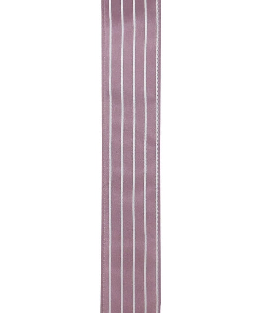 Save the Date 1.5" x 15' White Stripes on Mauve Ribbon, , hi-res, image 3