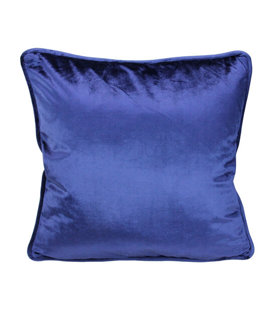 Northlight 17" Navy Blue Velvet Solid Square Pillow with Piped Edging