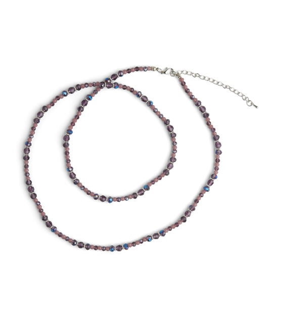 30" Silver & Purple Beaded Necklace by hildie & jo, , hi-res, image 2