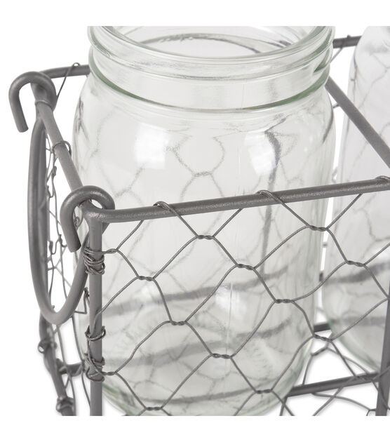 Design Imports Vintage Chickenwire Flatware Caddy With 3pc Jars, , hi-res, image 3