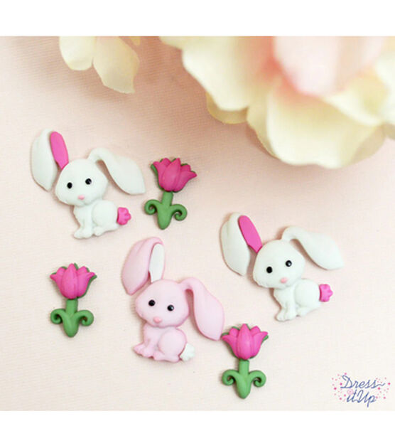 Dress It Up 6ct Animal Bunny Love Shank Buttons, , hi-res, image 2