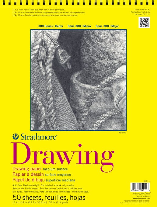 Strathmore 300 Series 50 Sheets 11''x14'' Wire Bound Drawing Pad