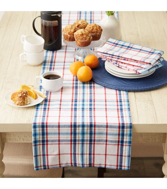 Design Imports Lighthouse Plaid Table Runner 14X72, , hi-res, image 4