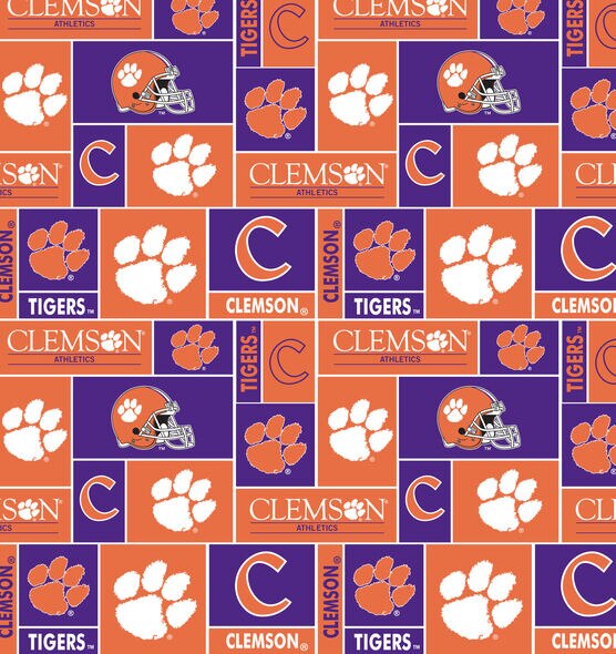 Clemson University Tigers Fleece Fabric Block