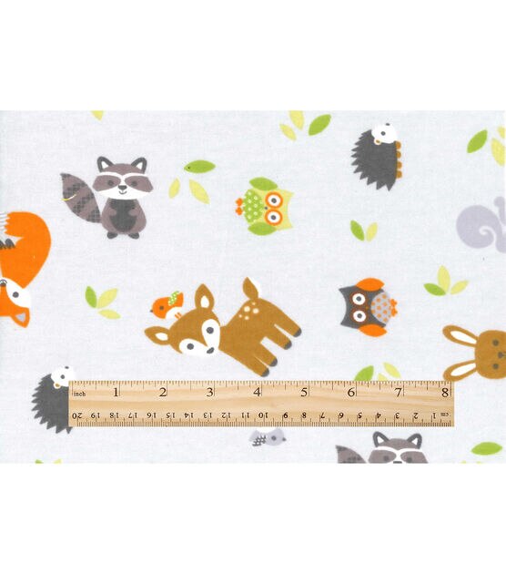 Woodland Grey Animals Nursery Flannel Fabric