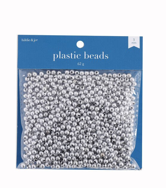 5mm Silver Round Plastic Beads 1000pc by hildie & jo