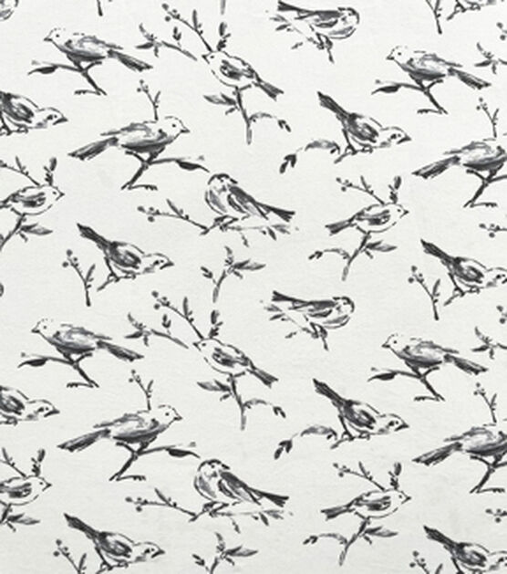 Cream Sketched Birds Jersey Knit Fabric, , hi-res, image 1