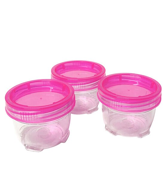 Everything Mary 2" x 1.5" Plastic Stackable Jars With Pink Lids 3pk, , hi-res, image 2