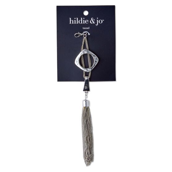 Silver Metal Chain Tassel With Lobster Clasp by hildie & jo