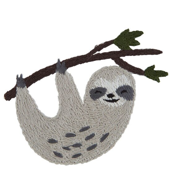 Simplicity 3" Embroidered Sloth Iron On Patch, , hi-res, image 2