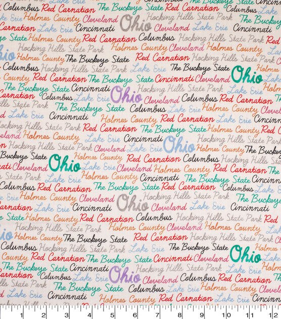 Ohio Cotton Fabric Words
