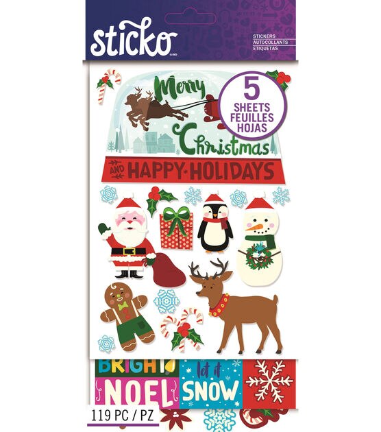 Sticko 119 Pack Christmas Holiday Stickers Flip Pack