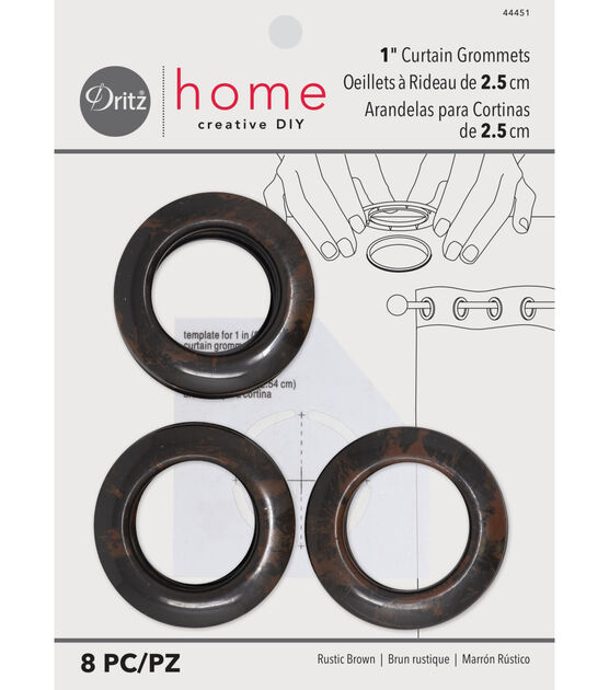 Dritz Home 1" Round Curtain Grommets, 8 Sets, Rustic Brown