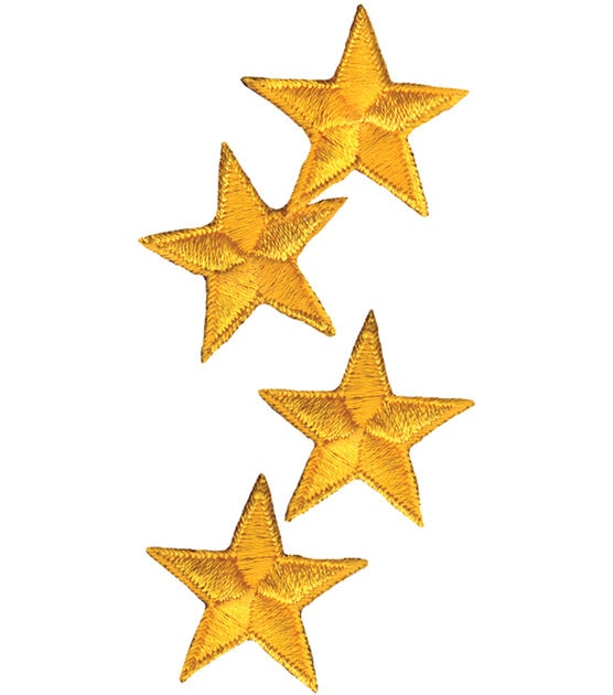 Wrights 1" Yellow Stars Iron On Patches 4pk