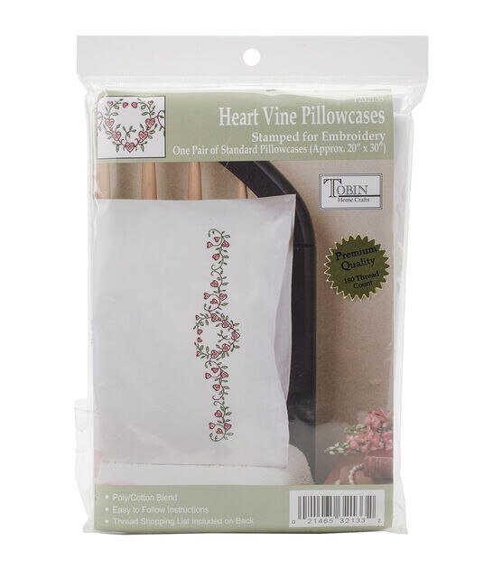 Tobin 30" x 20" Heart Vine Stamped Embroidery Pillowcases 2pk