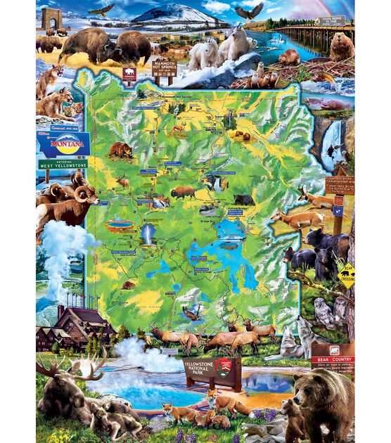 MasterPieces 19" x 27" Yellowstone Park Map Jigsaw Puzzle 1000pc