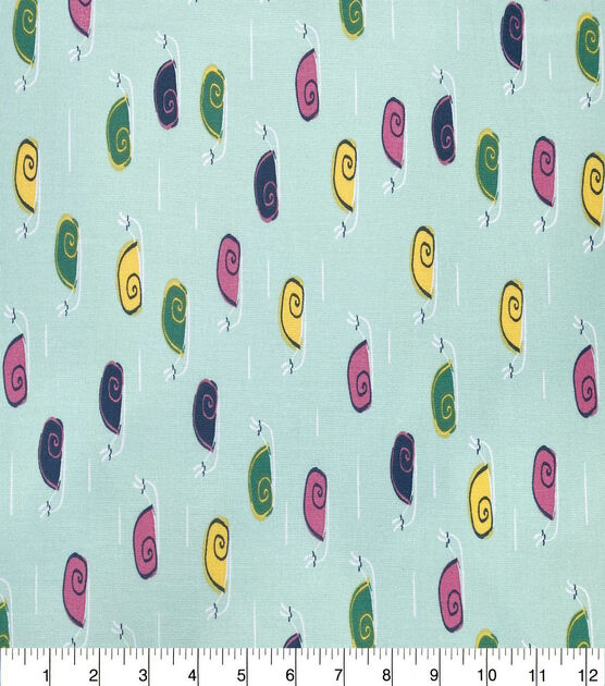 Happy Snails on Mint Quilt Cotton Fabric by Quilter's Showcase