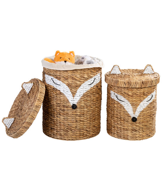 Honey Can Do 17" Fox Shaped Storage Baskets With Lid 2ct