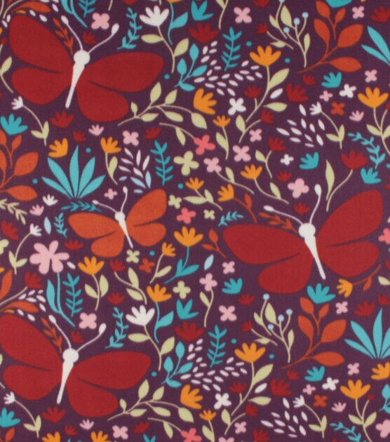 Fall Graphic Butterfly Blizzard Prints Fleece Fabric, , hi-res, image 1