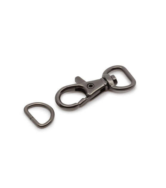 Dritz 1/2" Small Swivel Hook & D-Ring, Gunmetal, , hi-res, image 2