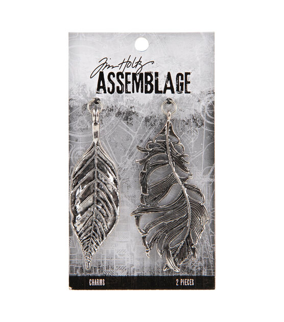 Tim Holtz Assemblage 2ct Leaf & Feather Charms
