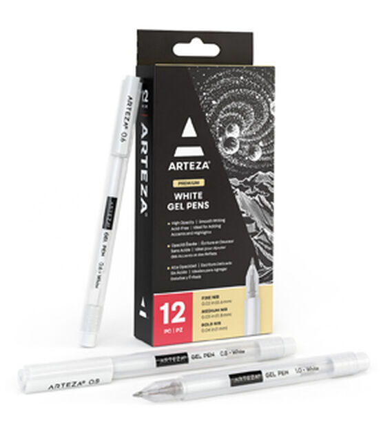 Arteza Premium White Gel Pens 12pk
