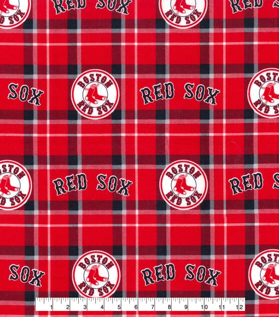 Fabric Traditions Boston Red Sox Flannel Fabric Plaid, , hi-res, image 2
