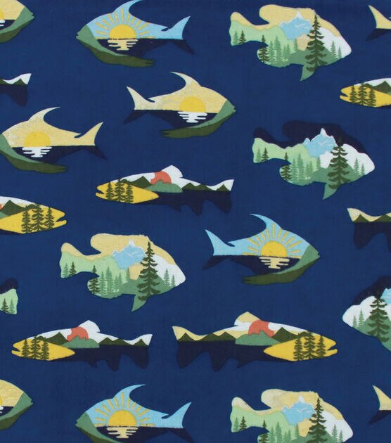 Pattern Trap Fish Super Snuggle Flannel Fabric