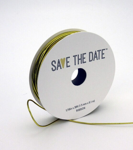 Save the Date 1/16" x  30' Gold Cord Ribbon