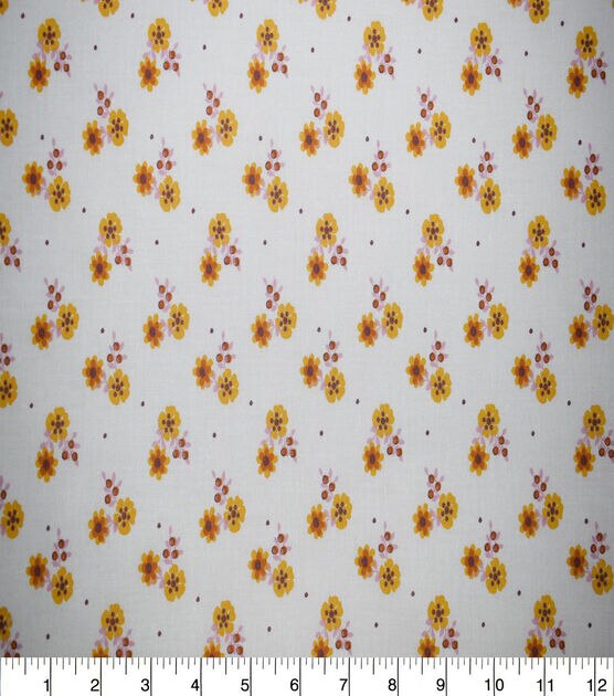 Yellow Mini Floral on White Quilt Cotton Fabric by Quilter's Showcase