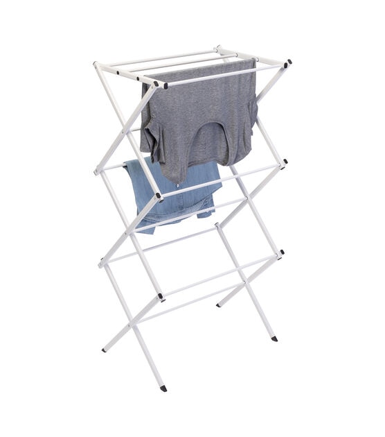 Honey Can Do 22.5" x 41" White 3 Tier Compact Folding Drying Rack, , hi-res, image 1