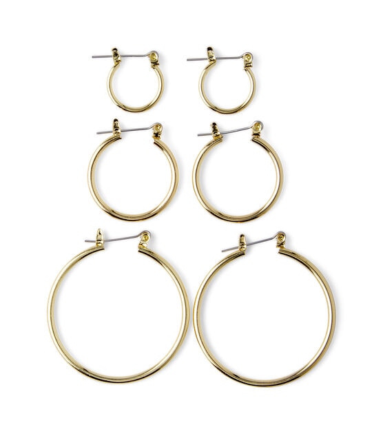 3ct Gold Hoop Earrings by hildie & jo, , hi-res, image 2